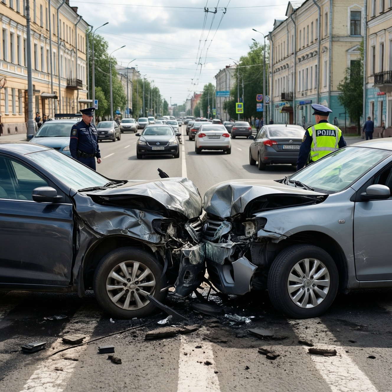 ДТП на Октябрьском проспекте в Пскове: столкнулись два автомобиля ДТП на Октябрьском проспекте в Пскове: столкнулись два автомобиля